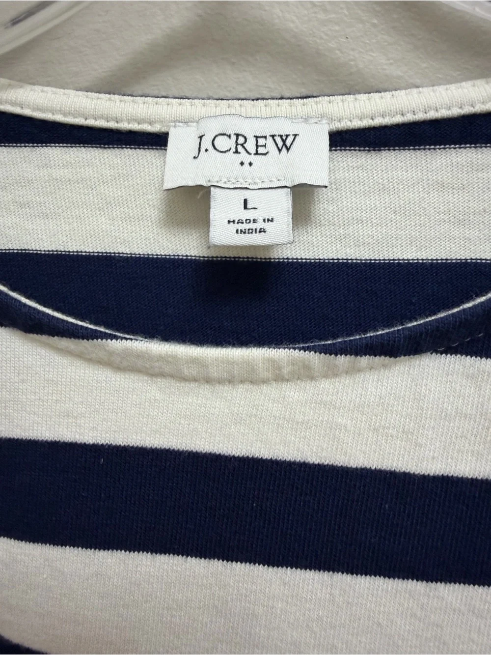 J. Crew Factory Striped Short Sleeve Top Gold Buttons Cotton Navy Blue Size L